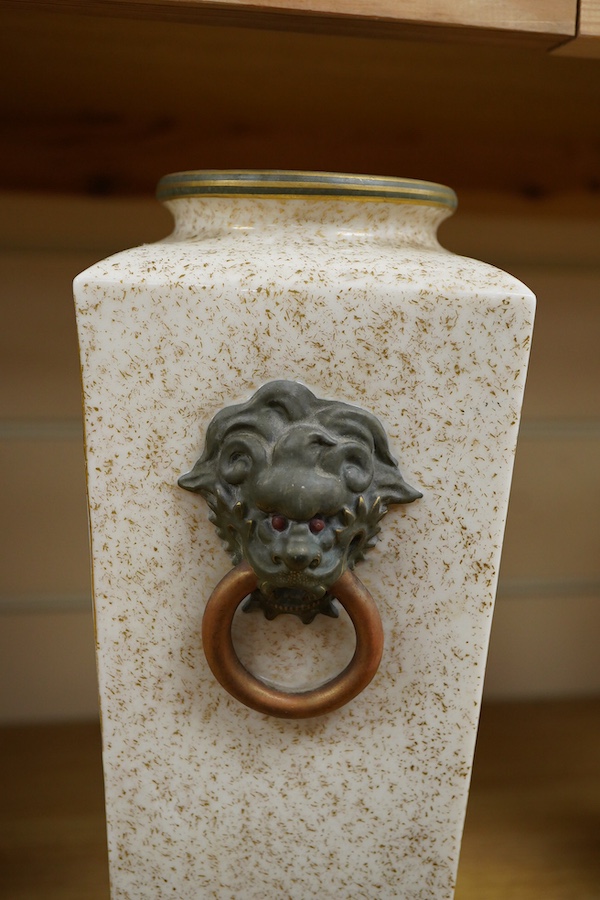 A late 19th century Royal Worcester Japonisme vase, with loss to foot, 28cm